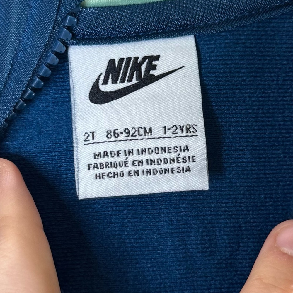 Nike Blue Track Jacket with Green Logo Size 2T - Picture 7 of 11